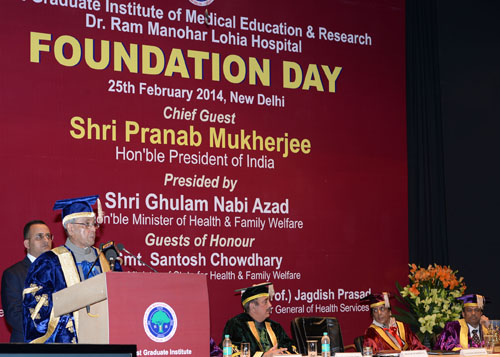 Speech by the President of India, Shri Pranab Mukherjee at the Foundation Day of the Post Graduate Institute of Medical Education and Research, Dr. R.m.l.