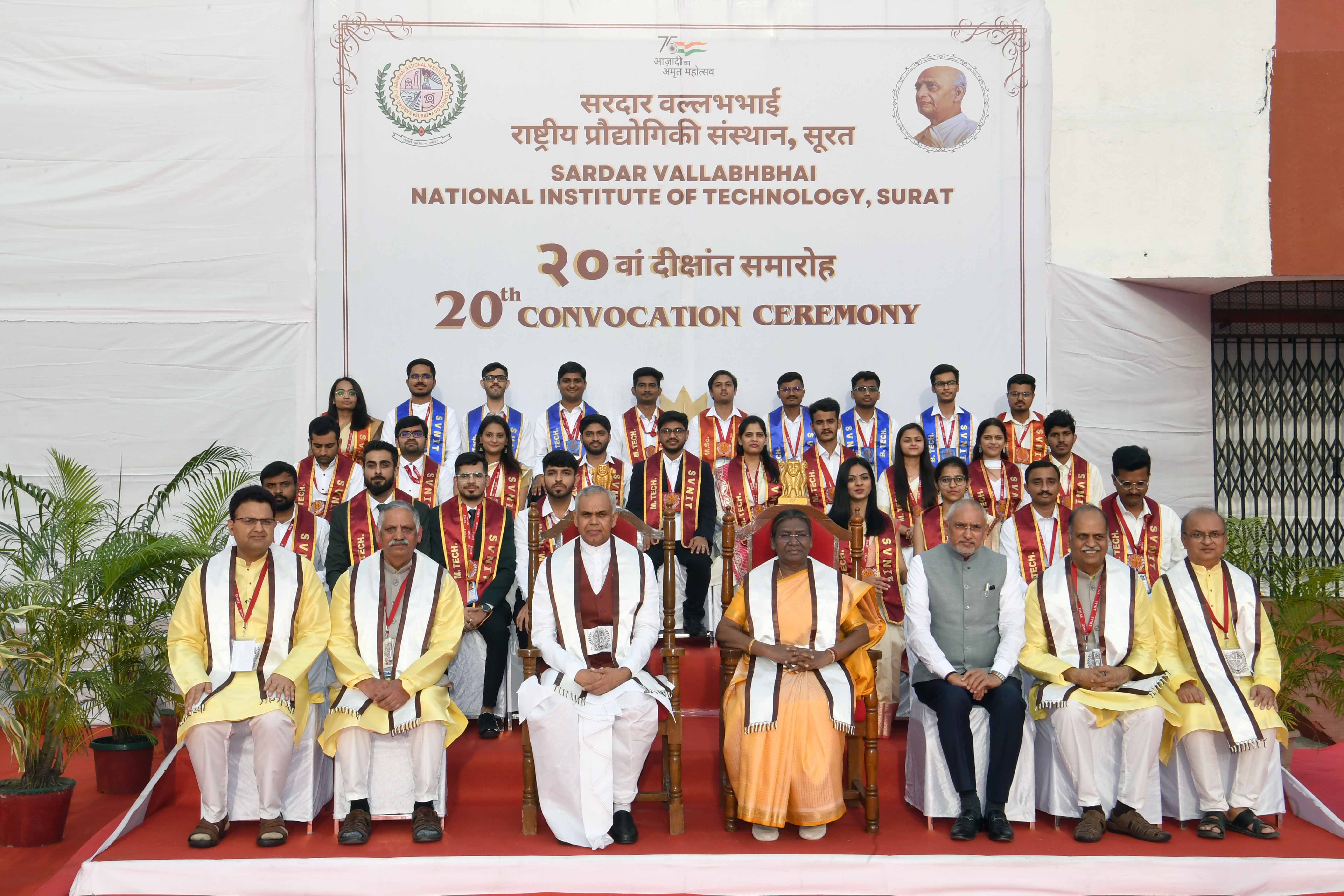 President Murmu graceing the 20th convocation of Sardar Vallabhbhai National Institute of Technology on February 12, 2024.