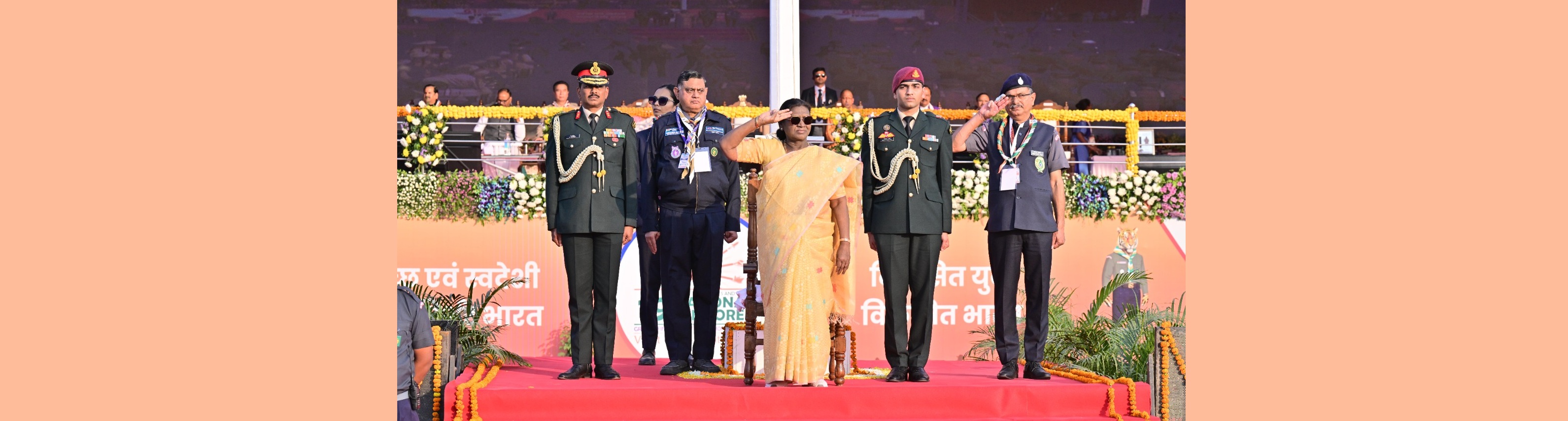 The President of India, Smt Droupadi Murmu, graced the closing ceremony of the Diamond Jubilee Celebrations of Bharat Scouts and Guides and addressed its 19th National Jamboree at Lucknow, Uttar Pradesh, on November 28, 2025.