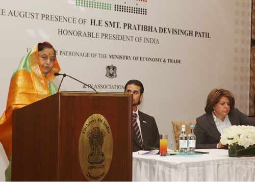 Speech by Her Excellency the President of India Shrimati Pratibha Devisingh Patil at the Syrian Indian Business Summit.