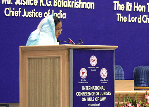 Speech by Hon'ble President of India Smt. Pratibha Devisingh Patil at the International Conference of Jurists on the Rule of Law