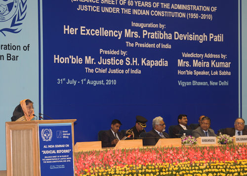 Speech by Her Excellency the President of India, Shrimati Pratibha Devisingh Patil at the Inauguration of the All India Seminar on Judicial Reforms