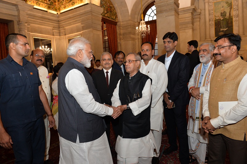 The Former President of India, Shri Pranab Mukherjee at the BHARAT  							  RATNA Investiture Ceremony in Rashtrapati Bhavan on August 8, 2019.