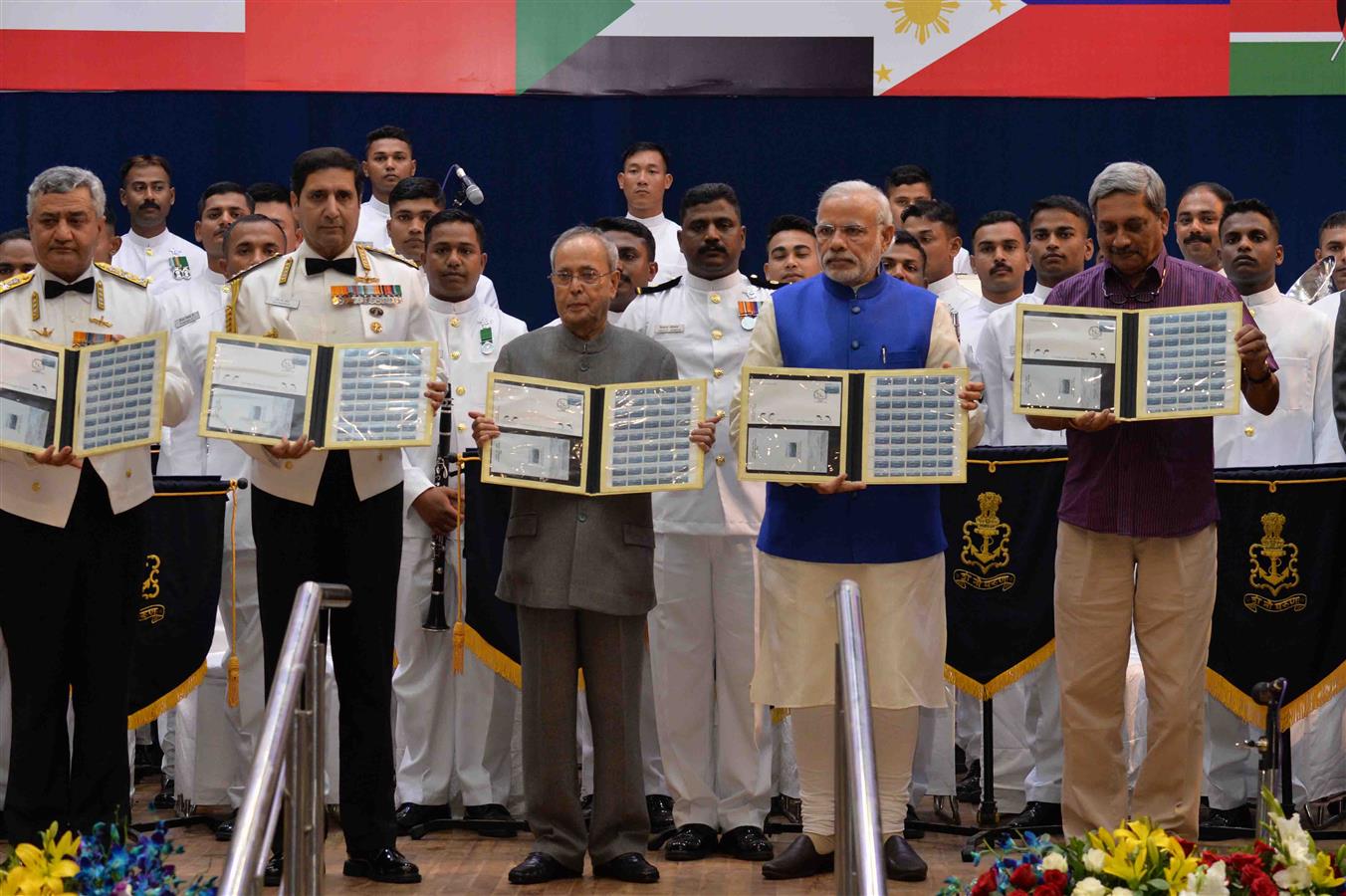 The President of India Shri Pranab Mukherjee releasing Commemorative Stamp on the occasion of International Fleet Review 2016 at Visakhapatnam in Andhra Pradesh on February 6, 2016. 