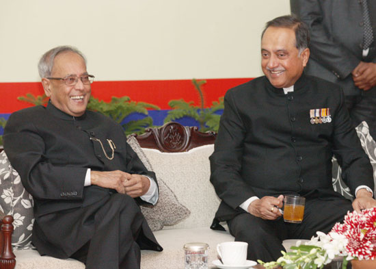 The President of India, Shri Pranab Mukherjee with the Delhi Police Chief, Neeraj Kumar on the occasion of the Raising Day of the Delhi Police at New Delhi on February 17, 2013.