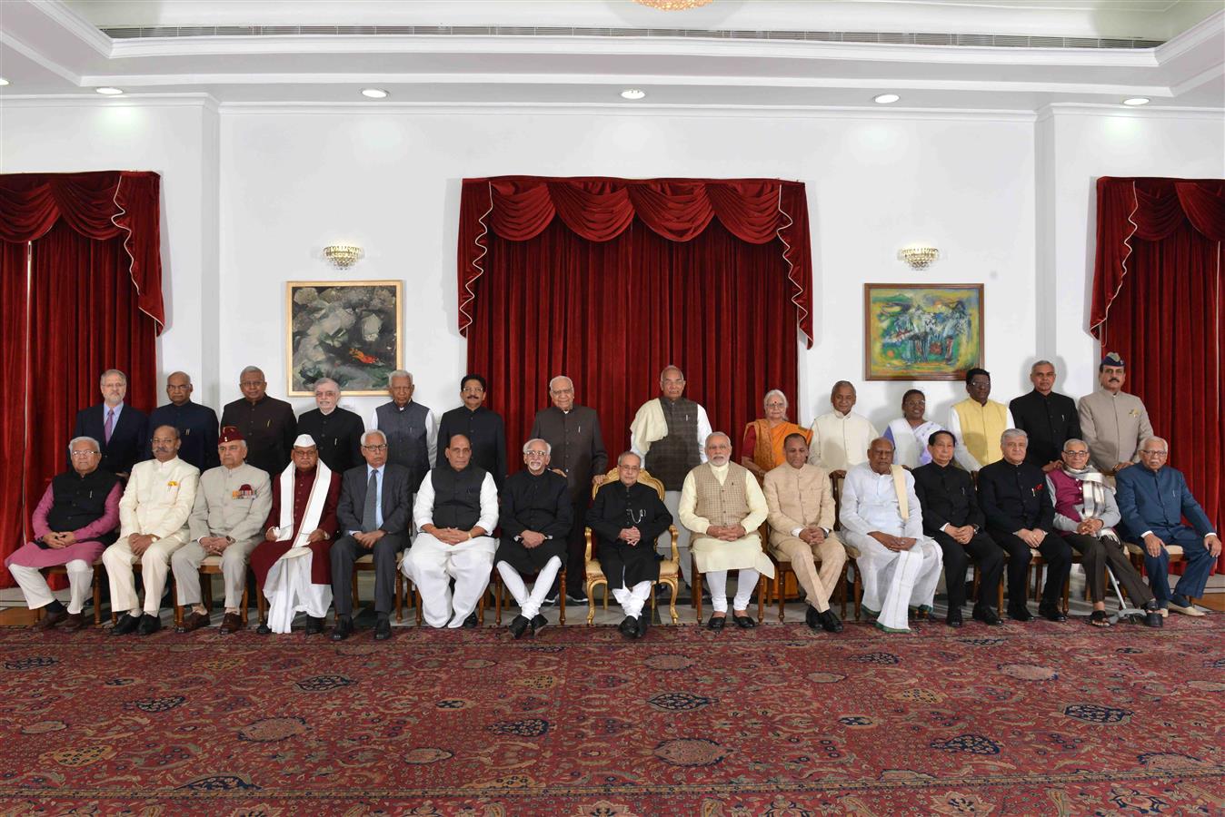 The President of India, Shri Pranab Mukherjee with Governors during the Group Photograph on the occasion of Governors Conference at Rashtrapati Bhavan on February 9, 2016. 