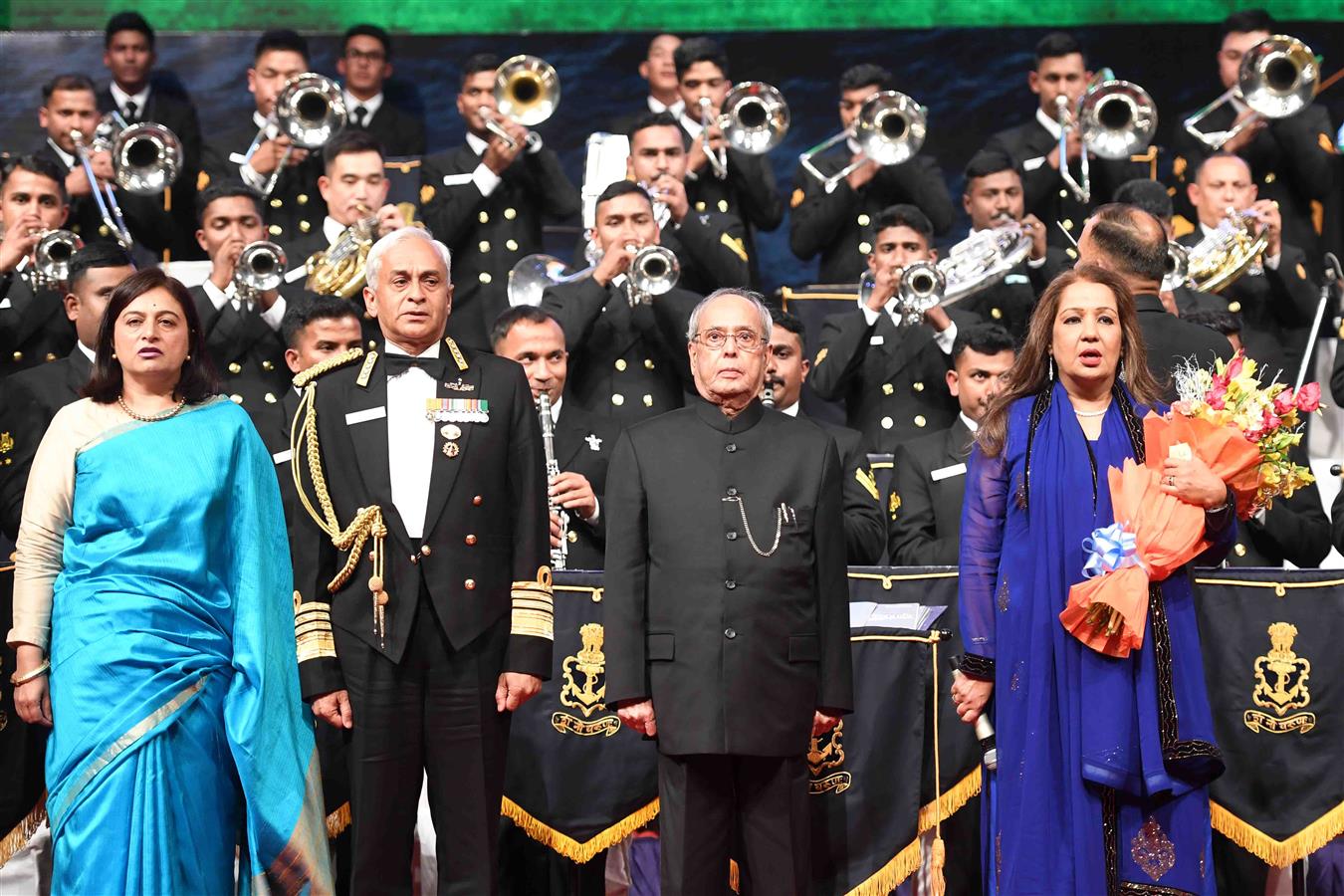 The President of India, Shri Pranab Mukherjee at the Naval Symphonic Orchestra 2017 at Siri Fort Auditorium in New Delhi on February 10, 2017.