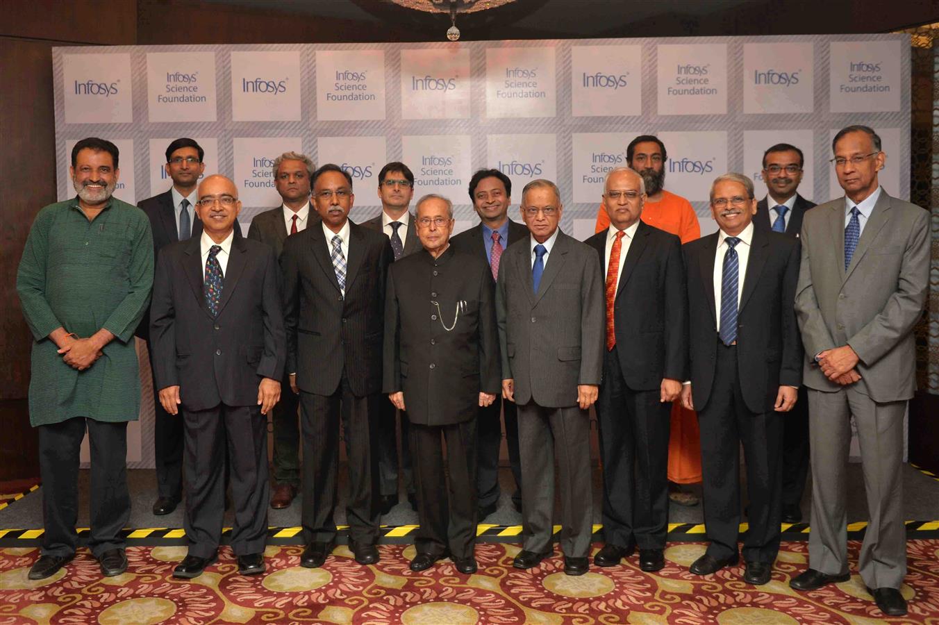 The President of India, Shri Pranab Mukherjee with recipients of the Infosys Prizes for the Year 2015 in New Delhi on February 13, 2016. 