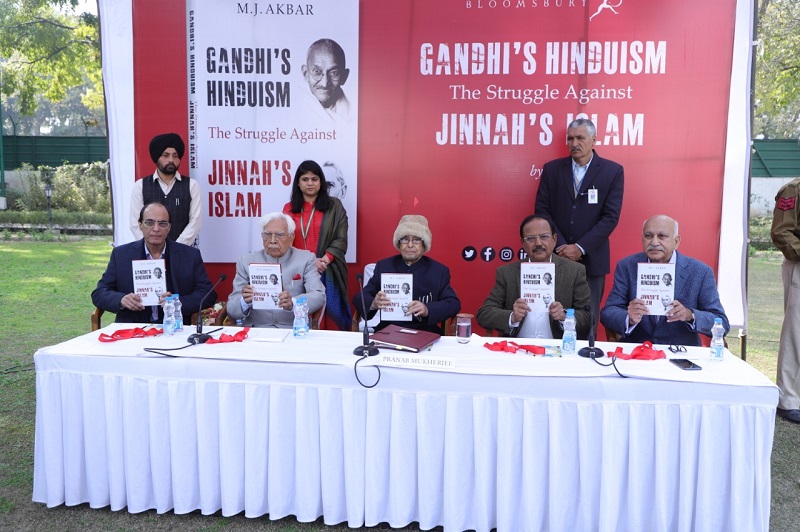 The Former President of India, Shri Pranab Mukherjee unveils Shri M.J.Akbar's  								  latest book 'Gandhi's Hinduism The Struggle Against Jinnah's Islam' on 9th  								  February 2020 at 10, Rajaji Marg, New Delhi.