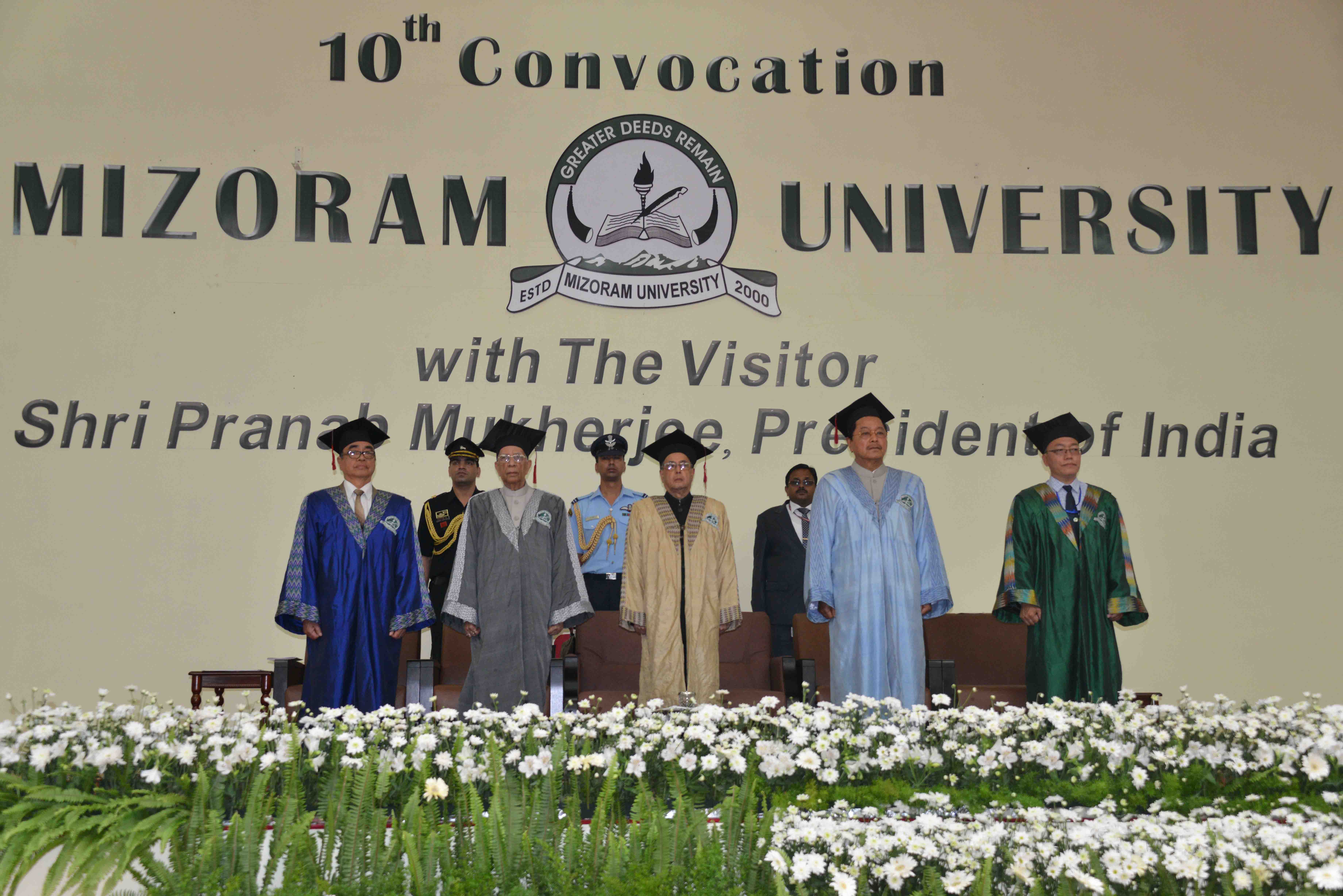 The President of India, Shri Pranab Mukherjee attending the 10th annual convocation of Mizoram University at Aizawl on April 10, 2015.