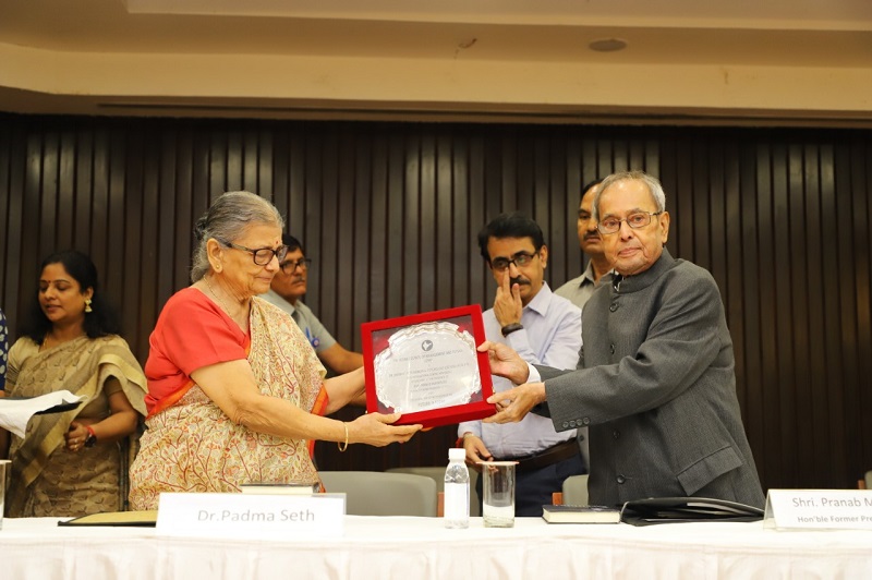 The Former President of India, Shri Pranab Mukherjee releasing the  								book Restless Futurist on the occasion of 10th Dr Satish C Seth  								Memorial Lecture on September 14, 2019.