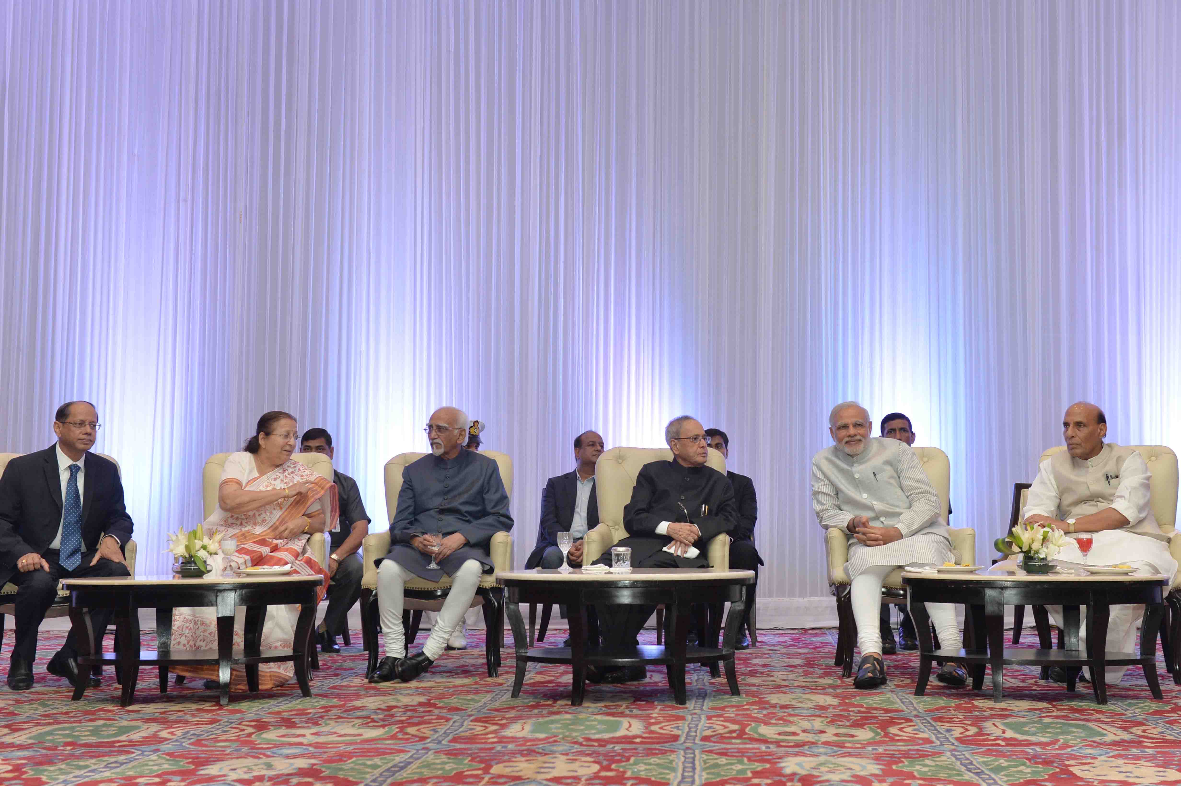 The President of India, Shri Pranab Mukherjee attending the Reception being hosted on the occasion of Civil Services Day at New Delhi on April 21, 2015.