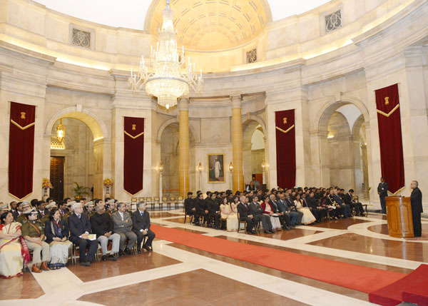 The President of India, Shri Pranab Mukherjee meeting the Probationers of Indian Railways Accounts Service (IRAS), Indian Railways Personal Services (IRPS), Indian Railways Service for Stores(IRSS), Indian Railways Traffic Service(IRTS), Railways Protecti 