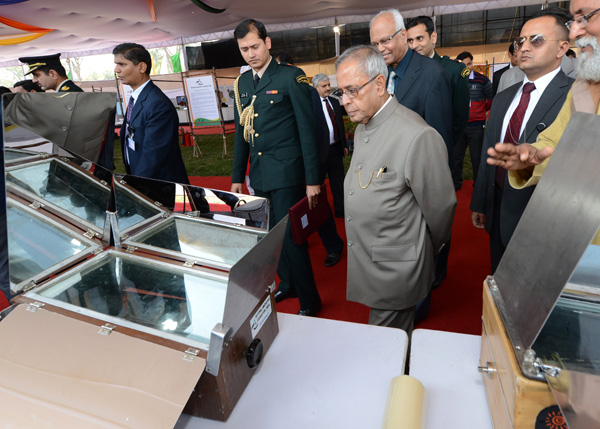 The President of India, Shri Pranab Mukherjee visiting the Annual Innovation Exhibition organized by the National Innovation Foundation at Sports Ground near Rashtrapati Bhavan Auditorium in New Delhi on March 7, 2014. 