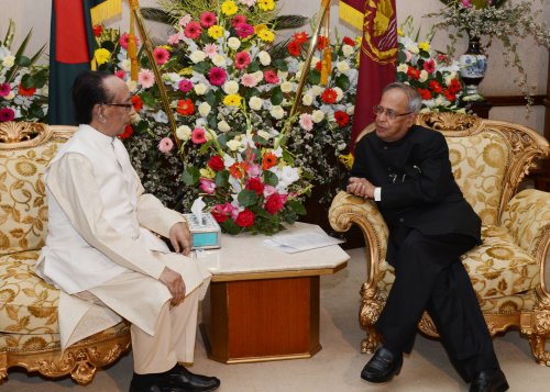 The President of India, Shri Pranab Mukherjee meeting with the President of Bangladesh, Mr. Md. Zillur Rahaman at Bangabhavan in Dhaka, Bangladesh on March 4, 2013.