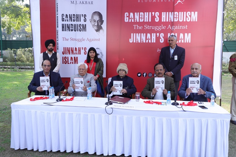 The Former President of India, Shri Pranab Mukherjee unveils Shri M.J.Akbar's  								latest book 'Gandhi's Hinduism The Struggle Against Jinnah's Islam' on 9th  								February 2020 at 10, Rajaji Marg, New Delhi.