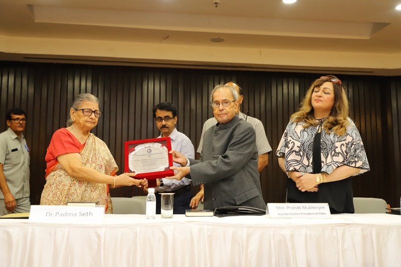 The Former President of India, Shri Pranab Mukherjee releasing the  								book Restless Futurist on the occasion of 10th Dr Satish C Seth  								Memorial Lecture on September 14, 2019.