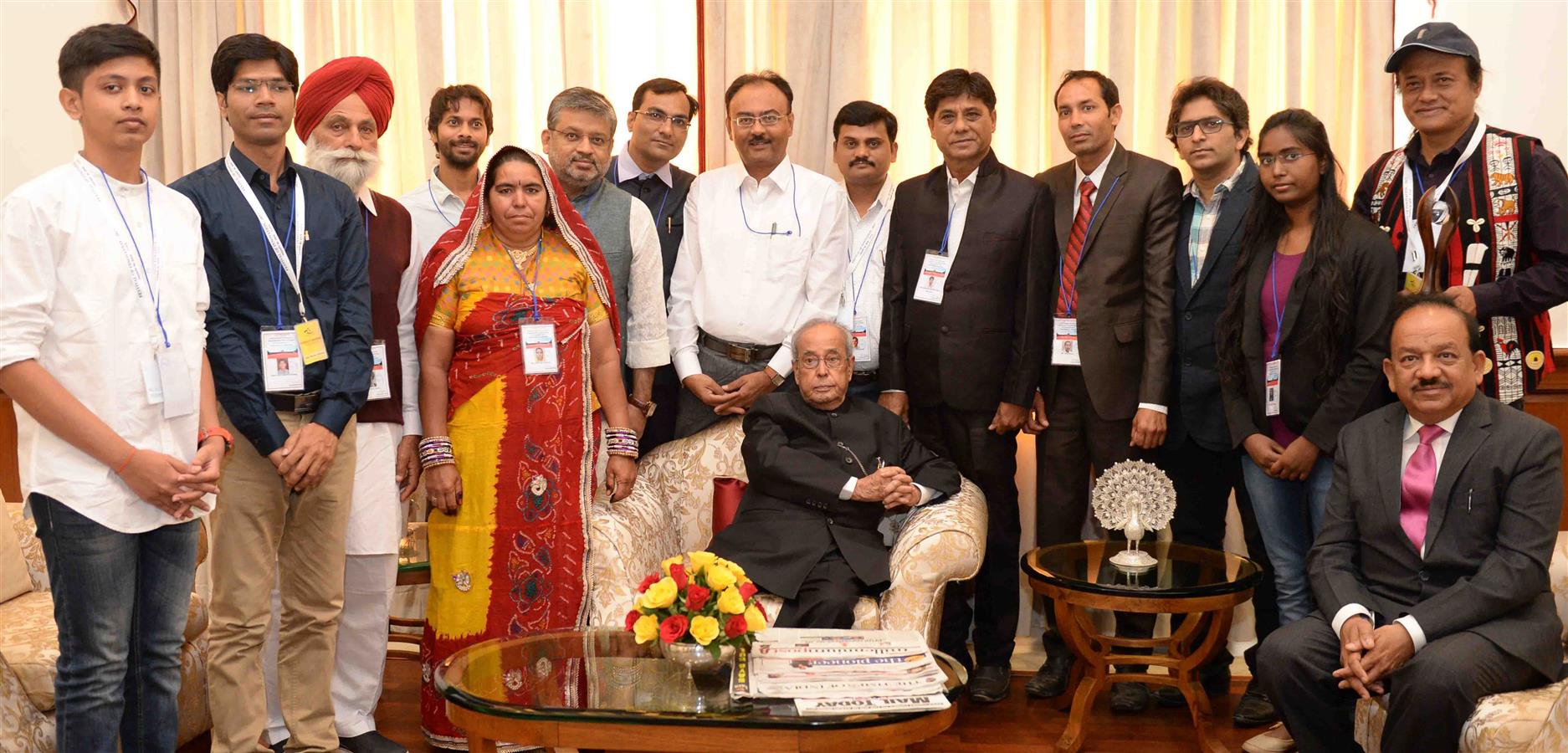 The President of India, Shri Pranab Mukherjee with Innovation Scholars, Writers and Artists In-Residence Programme at Rashtrapati Bhavan on March 4, 2017.