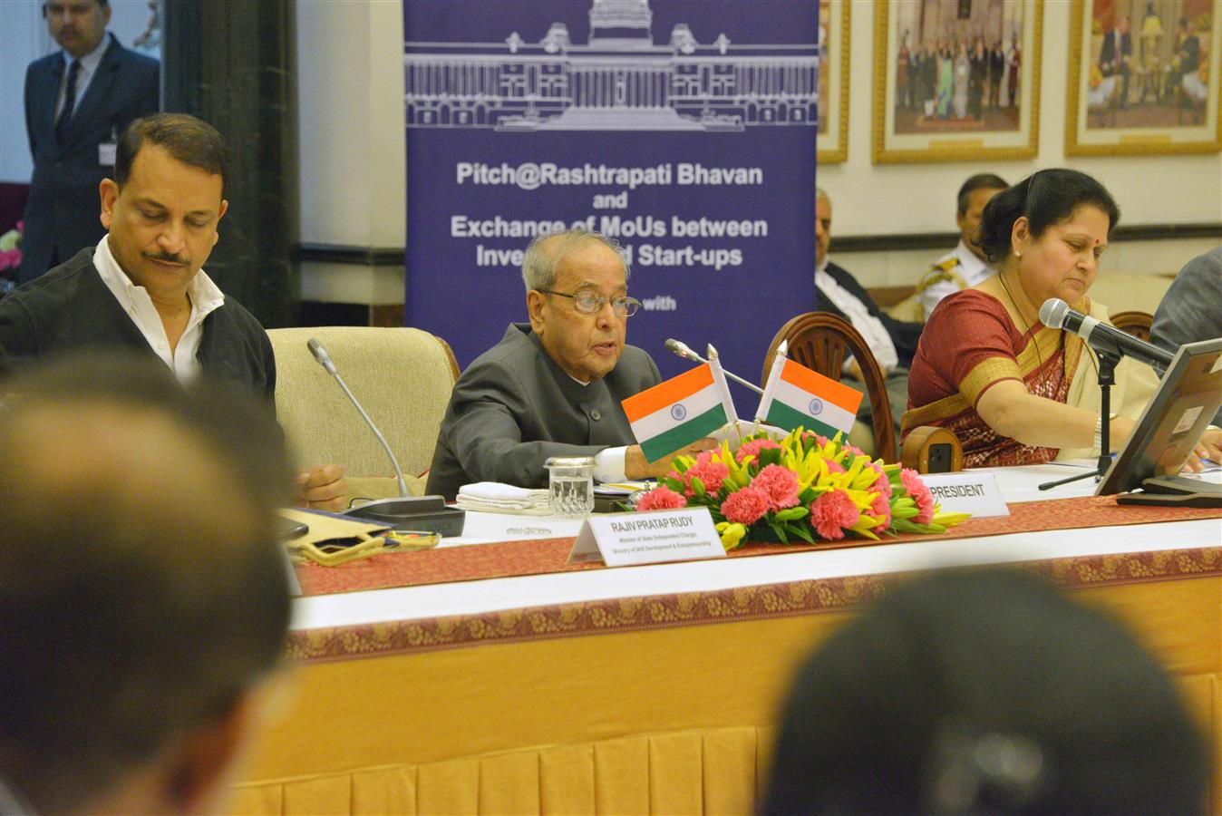 The President of India, Shri Pranab Mukherjee at the Concluding Session of Pitch@Rashtrapati Bhavan at Rashtrapati Bhavan Cultural Centre (RBCC) on March 7, 2017.