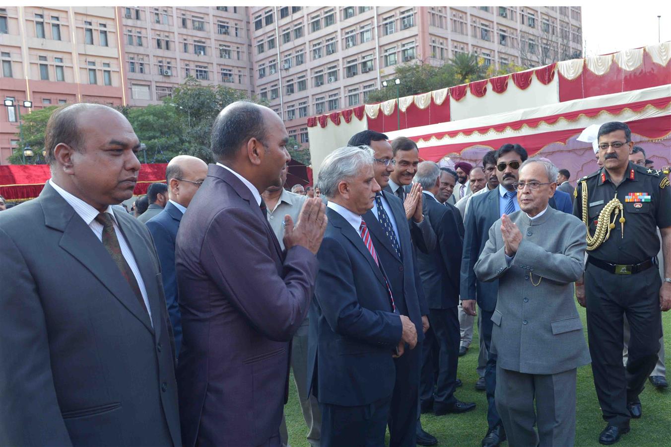 The President of India, Shri Pranab Mukherjee at the Reception on the occasion of 47th Anniversary of the Raising of Central Industrial Security Force (CISF) in New Delhi on March 9, 2016. 