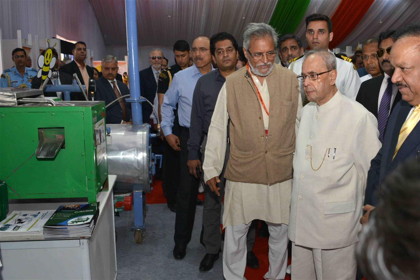 The President of India, Shri Pranab Mukherjee visiting the Innovation Exhibition after the inauguration at Sports Ground in President’s Estate on March 12, 2016. 