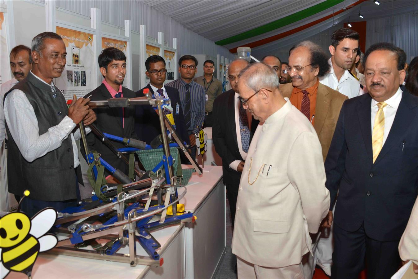 The President of India, Shri Pranab Mukherjee visiting the Innovation Exhibition after the inauguration at Sports Ground in President’s Estate on March 12, 2016. 