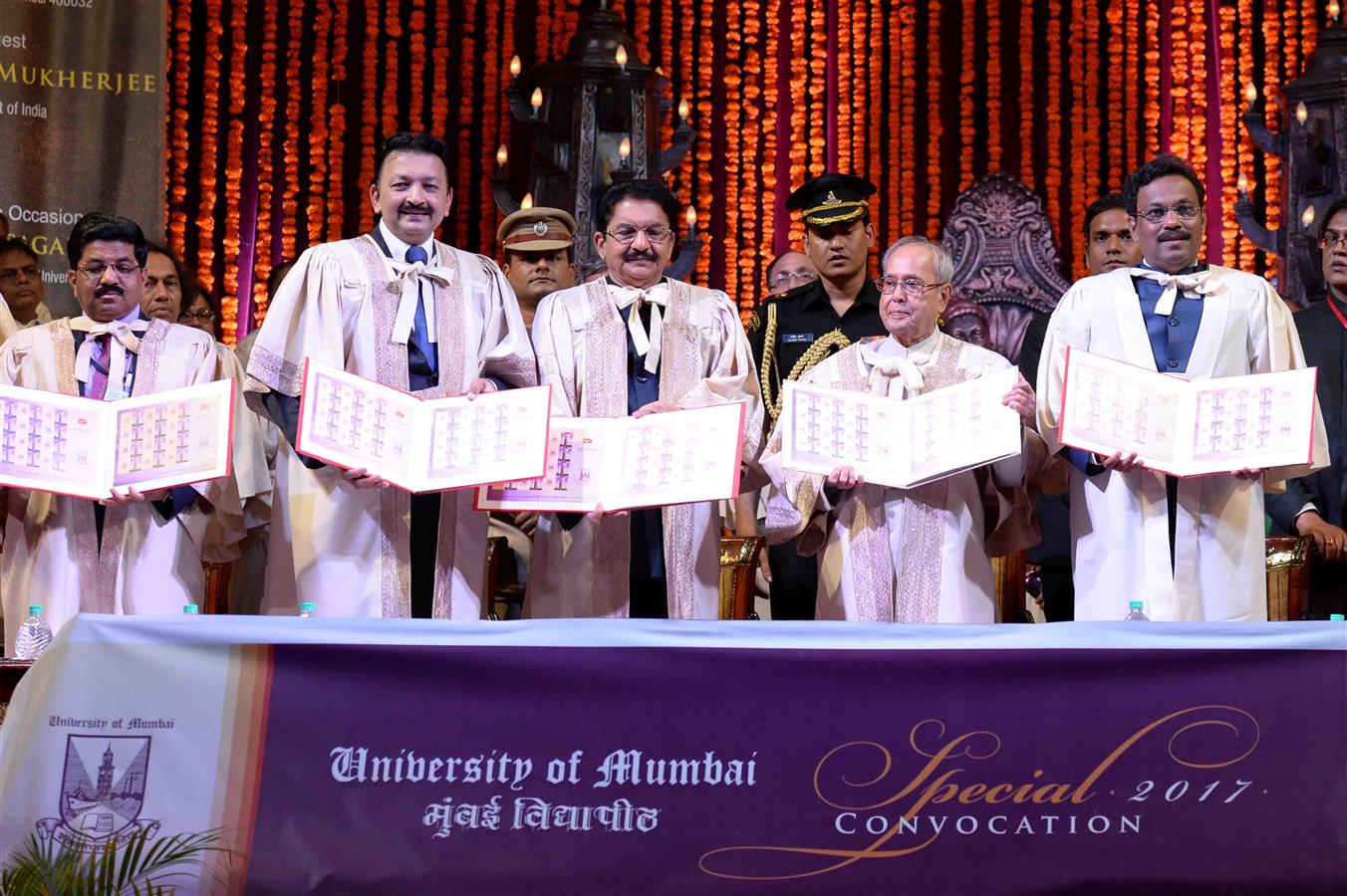 The President of India, Shri Pranab Mukherjee at the Special Convocation of University of Mumbai at Mumbai in Maharashtra on March 17, 2017.