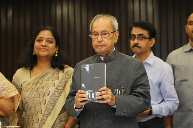 The Former President of India, Shri Pranab Mukherjee releasing the  								book Restless Futurist on the occasion of 10th Dr Satish C Seth  								Memorial Lecture on September 14, 2019.