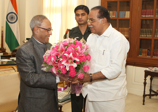 The Deputy Chairman of the Rajya Sabha, Prof. P.J. Kurien calling on the President of India, Shri Pranab Mukherjee at Rashtrapati Bhavan on September 4, 2012.