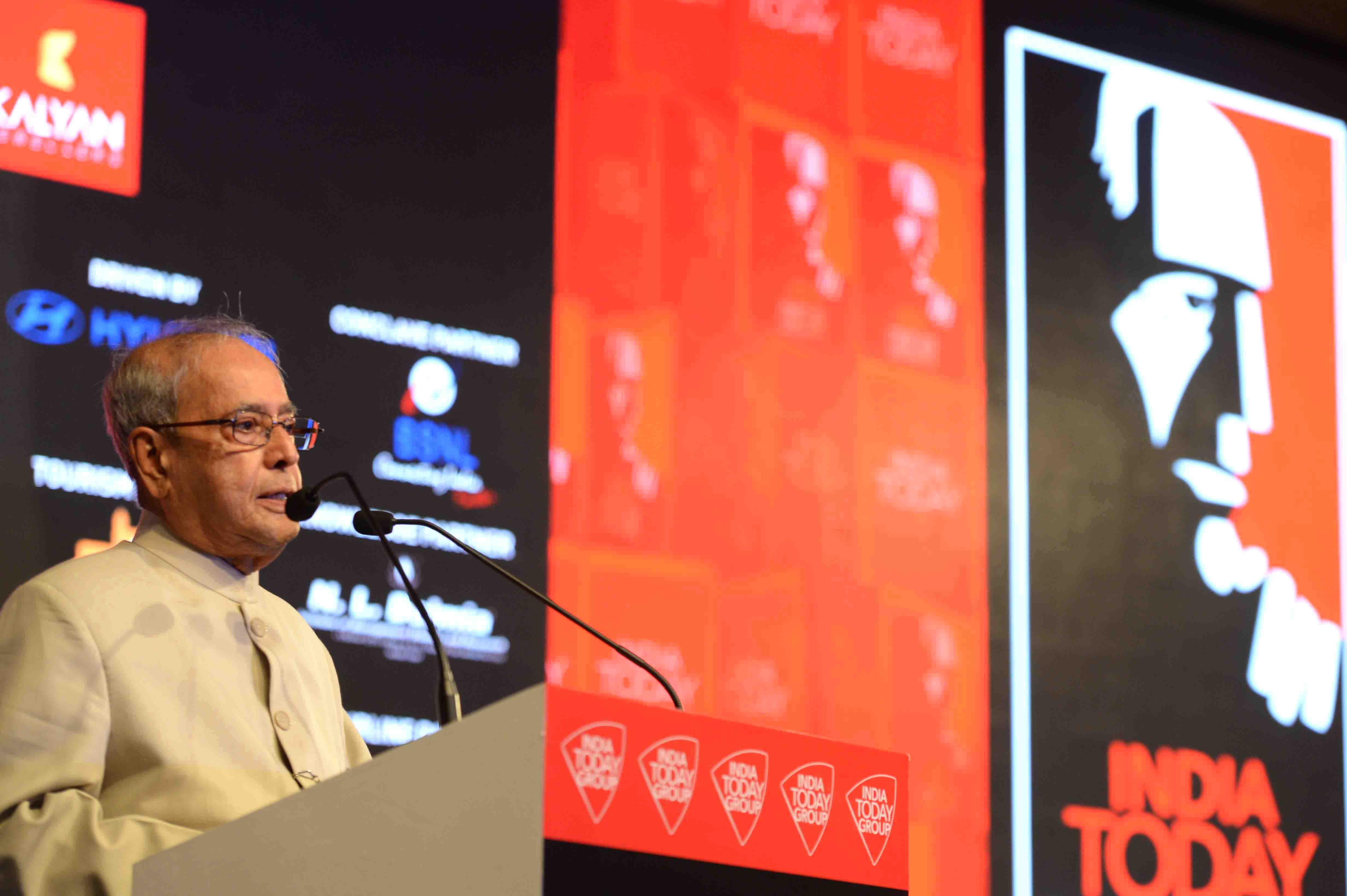 The President of India, Shri Pranab Mukherjee addressing at the India Today Conclave at Mumbai in Maharashtra on March 17, 2017.