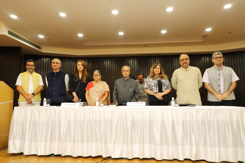 The Former President of India, Shri Pranab Mukherjee releasing the  								book Restless Futurist on the occasion of 10th Dr Satish C Seth  								Memorial Lecture on September 14, 2019.