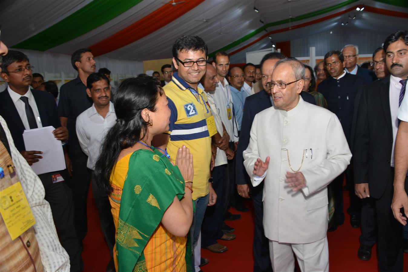 The President of India, Shri Pranab Mukherjee meeting the members of Writers and Artists in Residence Programme during the Inauguration of Festival of Innovation – 2016 at Sports Ground President’s Estate on March 12, 2016. 