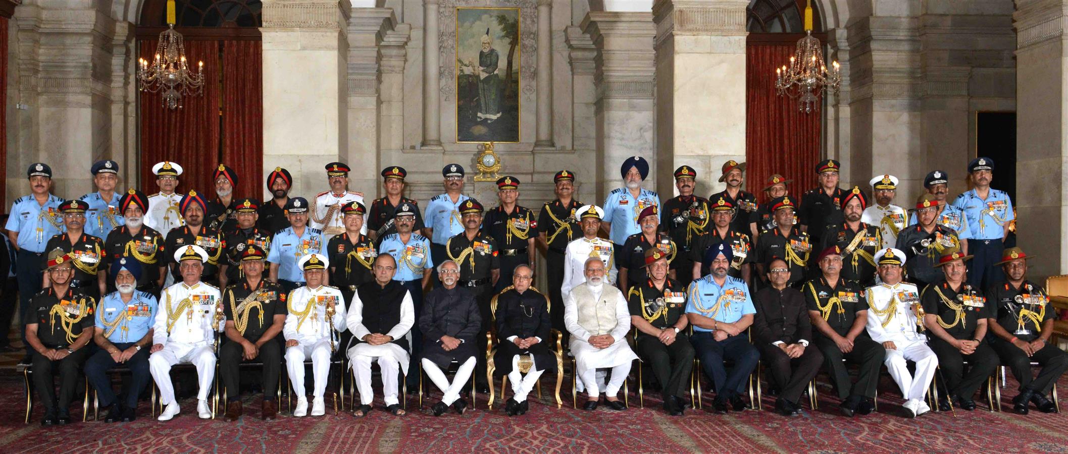 The President of India, Shri Pranab Mukherjee with recipients of Gallantry Awards and Distinguished Service Decorations at a Defence Investiture Ceremony in Rashtrapati Bhavan on March 20, 2017.