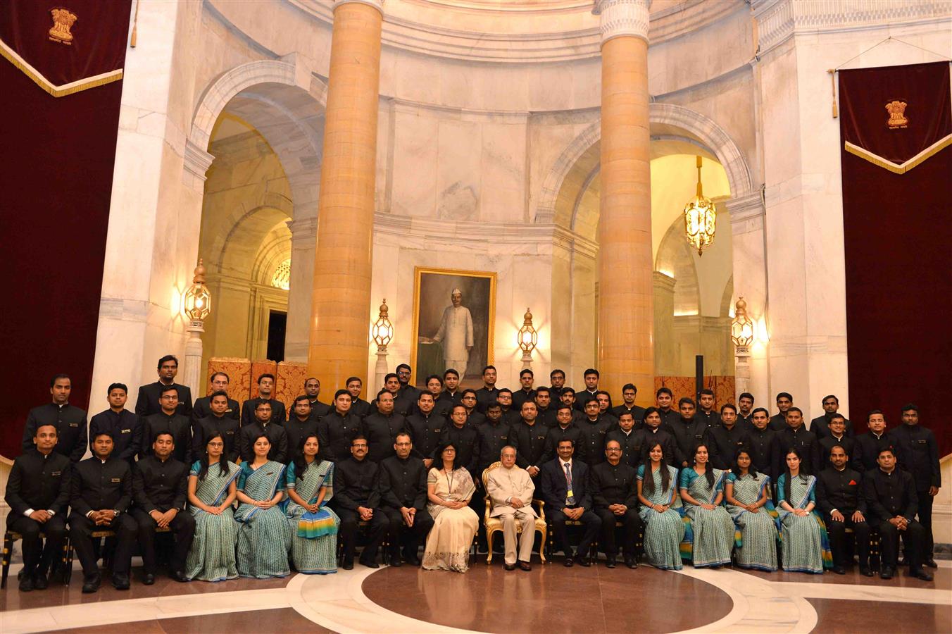 The President of India, Shri Pranab Mukherjee meeting with the officer trainees of 70th batch of the Indian Revenue Service from National Academy of Direct Taxes, Nagpur at Rashtrapati Bhavan on March 21, 2017.