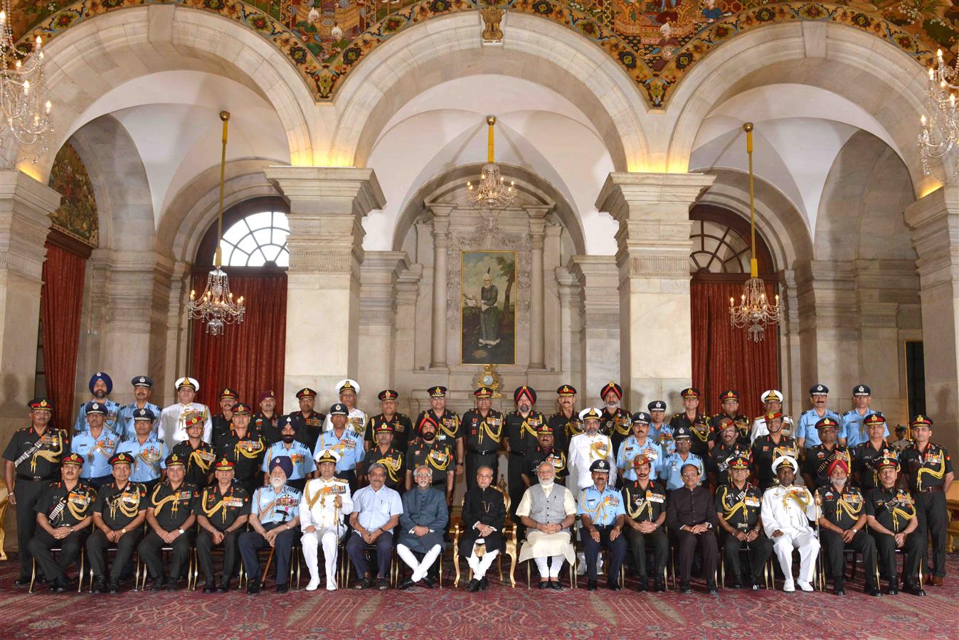 The President of India, Shri Pranab Mukherjee with recipients of Gallantry Awards and Distinguished Service Decorations at a Defence Investiture Ceremony in Rashtrapati Bhavan on March 22, 2016. 