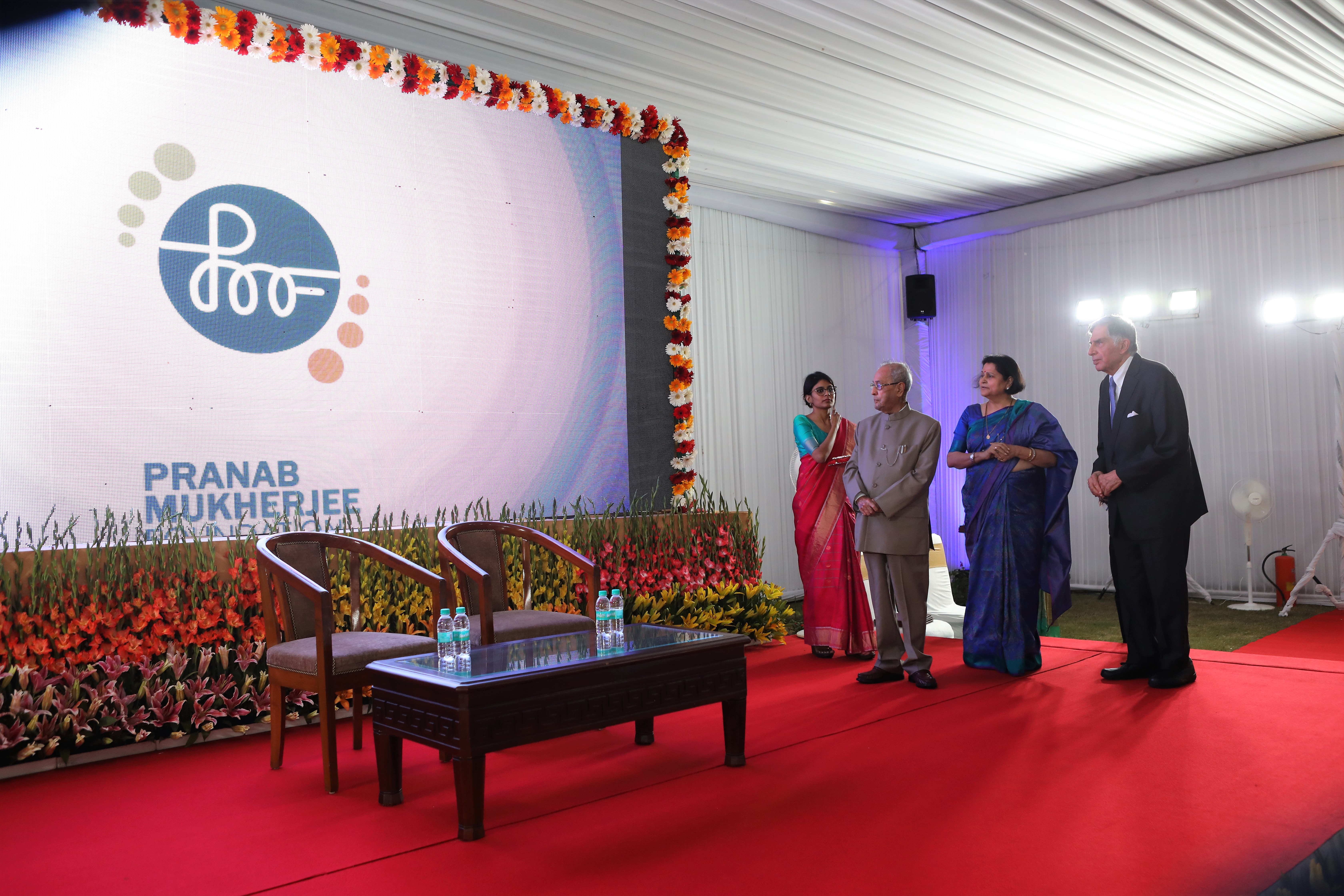 The Former President of India, Shri Pranab Mukherjee with Shri Ratan Tata at the launch of Pranab Mukherjee Foundation at 10, Rajaji Marg in New Delhi on March 15, 2018.