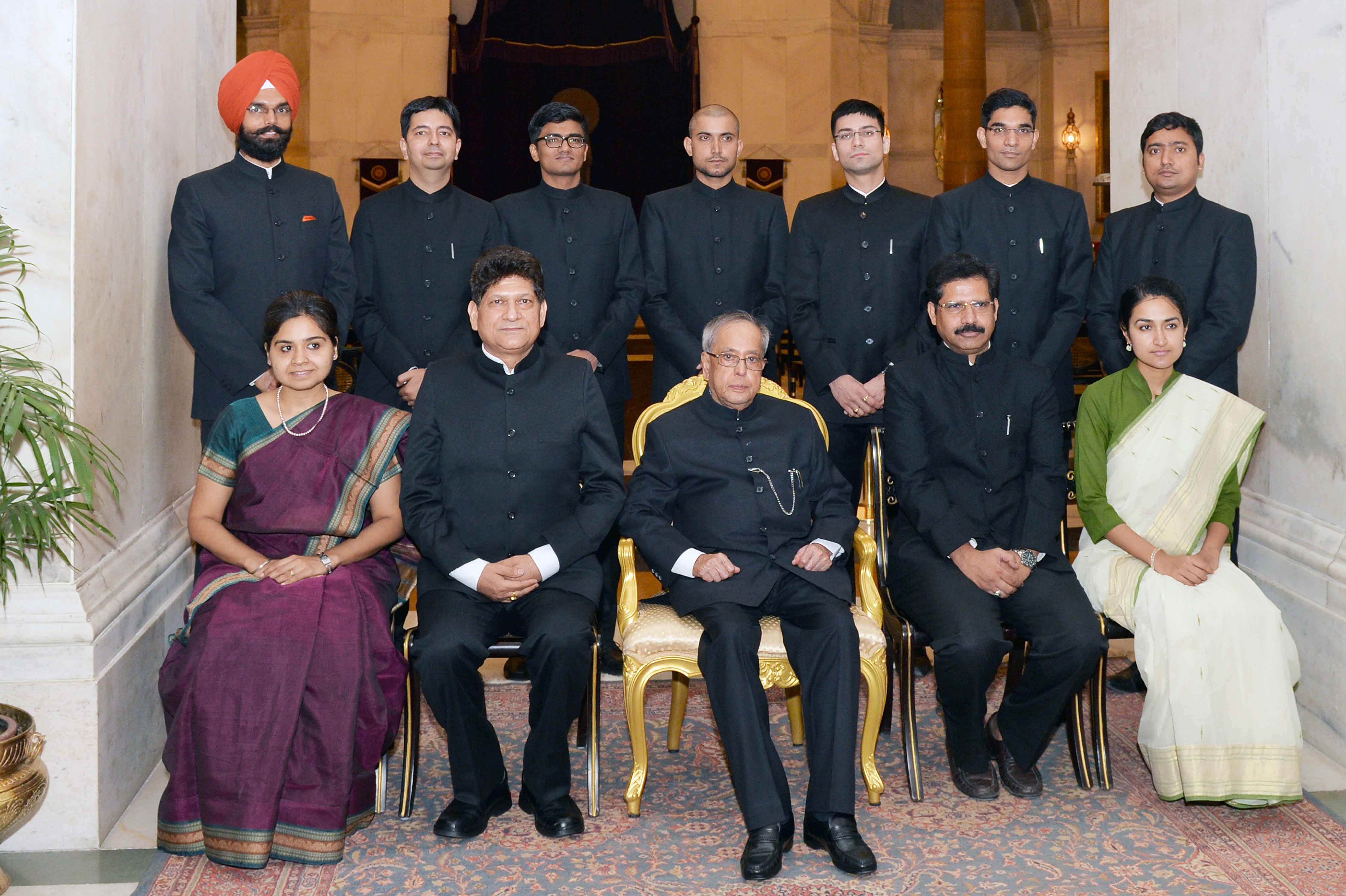 The President of India, Shri Pranab Mukherjee with Probationers of the Indian Defence Estates Service of 2014 Batch at Rashtrapati Bhavan on May 25, 2015.