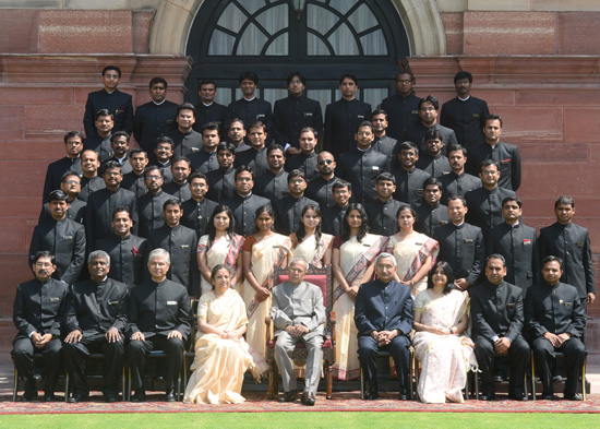 The President of India, Shri Pranab Mukherjee with the Officer trainees of the 66th Batch of Indian Revenue Service at Rashtrapati Bhavan in New Delhi on March 18, 2013.