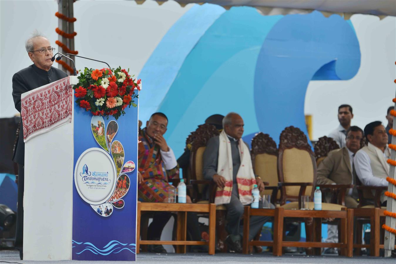 The President of India, Shri Pranab Mukherjee addressing at the inauguration of the ‘Namami Brahmaputra’ Festival at Guwahati in Assam on March 31, 2017.