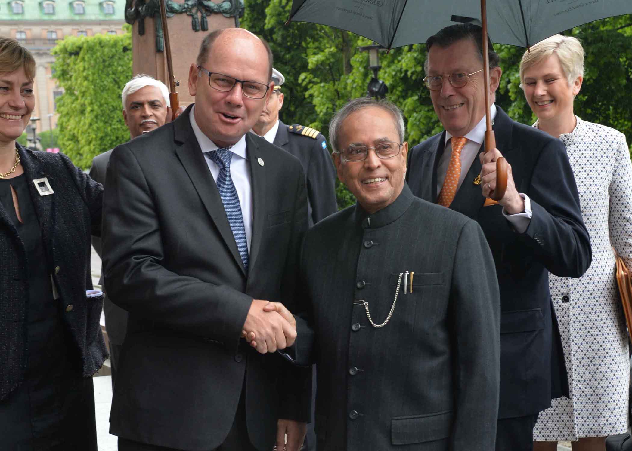 The President, Shri Pranab Mukherjee meeting the Speaker of the Riksdag, H.E. Mr. Uban Ahlin at Riksdagen at Stockholm in Sweden on June 01, 2015.