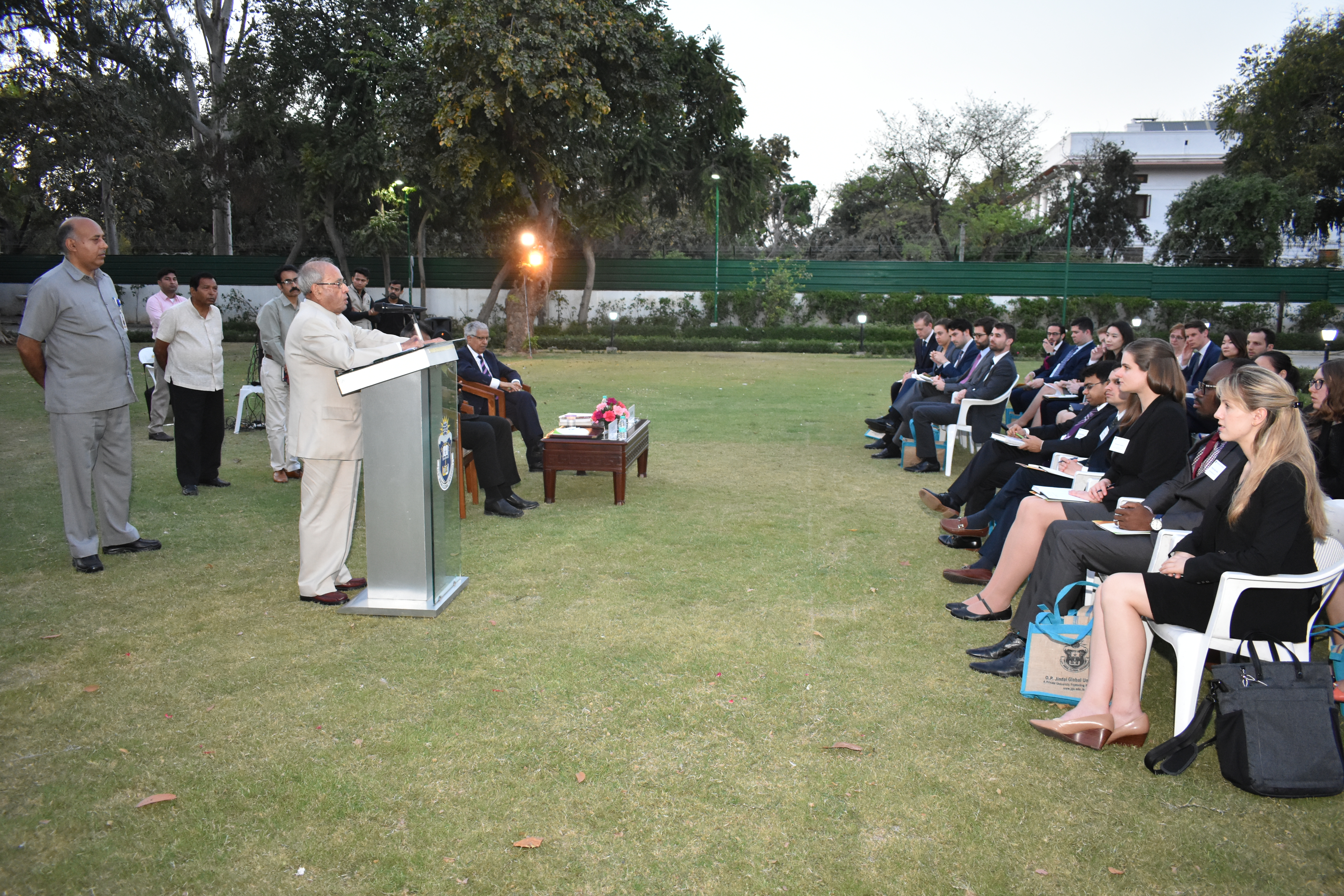 The Former President of India, Shri Pranab Mukherjee during an interaction with MBA students from Yale University at 10, Rajaji Marg in New Delhi on March 17, 2018.