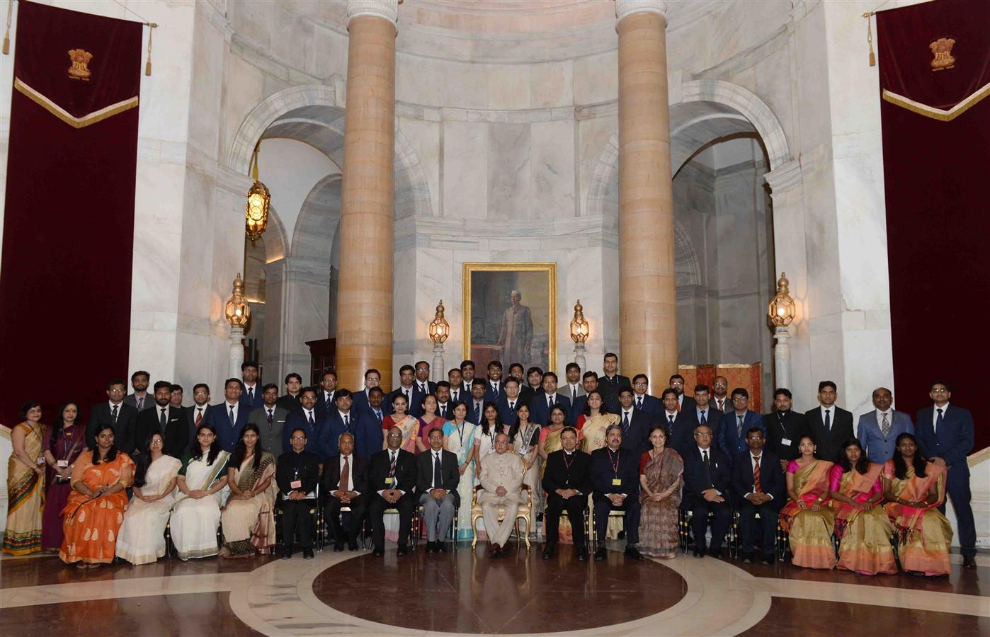 The President of India, Shri Pranab Mukherjee meeting the Probationary Officers of IRAS, IRPS, IRSS and IRSE of Indian Railway Services at Rashtrapati Bhavan on March 05, 2017.