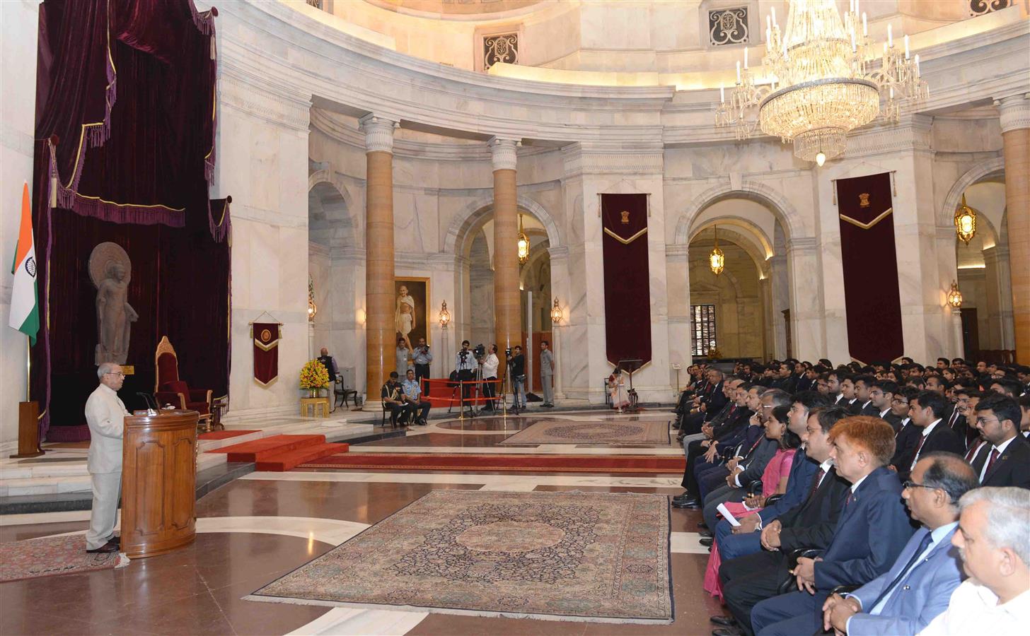 The President of India, Shri Pranab Mukherjee addressing a group of Probationers of IRAS, IRPS, IRSS and IRSE of the Indian Railway Services and Indian Postal Service (2016 Batch) from Rafi Ahmed Kidwai National Postal Academy, Ghaziabad at Rashtrapati Bh