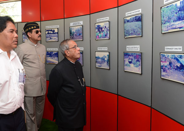 The President of India, Shri Pranab Mukherjee visiting Tsunami Memorial Big Lapathy at Car Nicobar in Andaman and Nicobar January 13, 2014. Also seen is the Lt. Governor of Andaman and Nicobar Islands, Lt. General (Retd) A.K. Singh. 