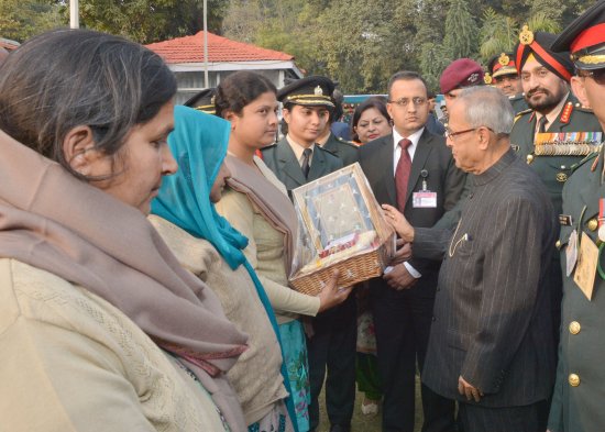 The President of India, Shri Pranab Mukherjee during the function of Army Day Reception in New Delhi on January 15, 2013.