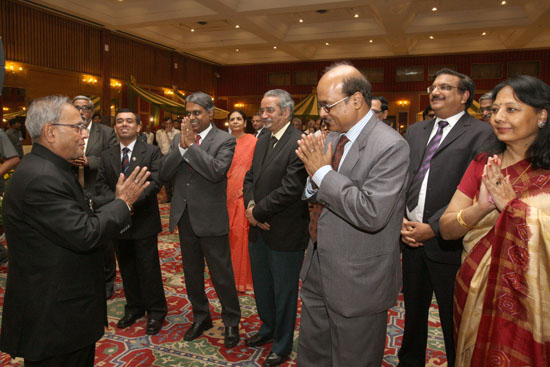 The President of India, Shri Pranab Mukherjee at the reception hosted on the occasion of the Civil Services Day at Ashok Hotel in New Delhi on April 21, 2013.