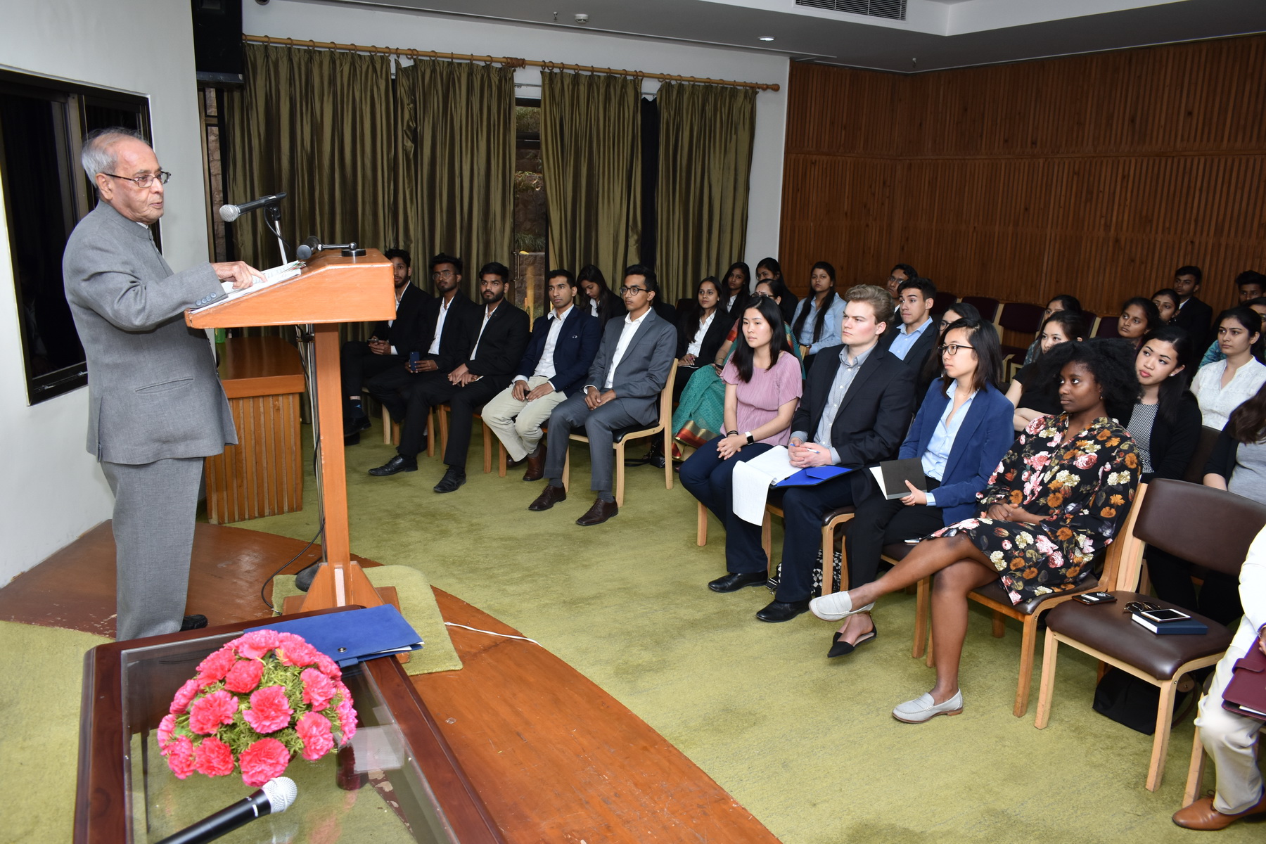 The Former President of India, Shri Pranab Mukherjee speaking on 'The Journey of India’s Economic Growth Existing Challenges and the Way Forward' at ‘Pranab Sir ki Paathshala' in New Delhi on March 23, 2018.