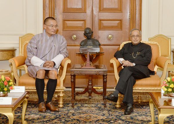 The Prime Minister of Bhutan, His Excellency Mr. Lyonchhen Tshering Tobgay calling on the President of India, Shri Pranab Mukherjee at Rashtrapati Bhavan in New Delhi on May 27, 2014. 