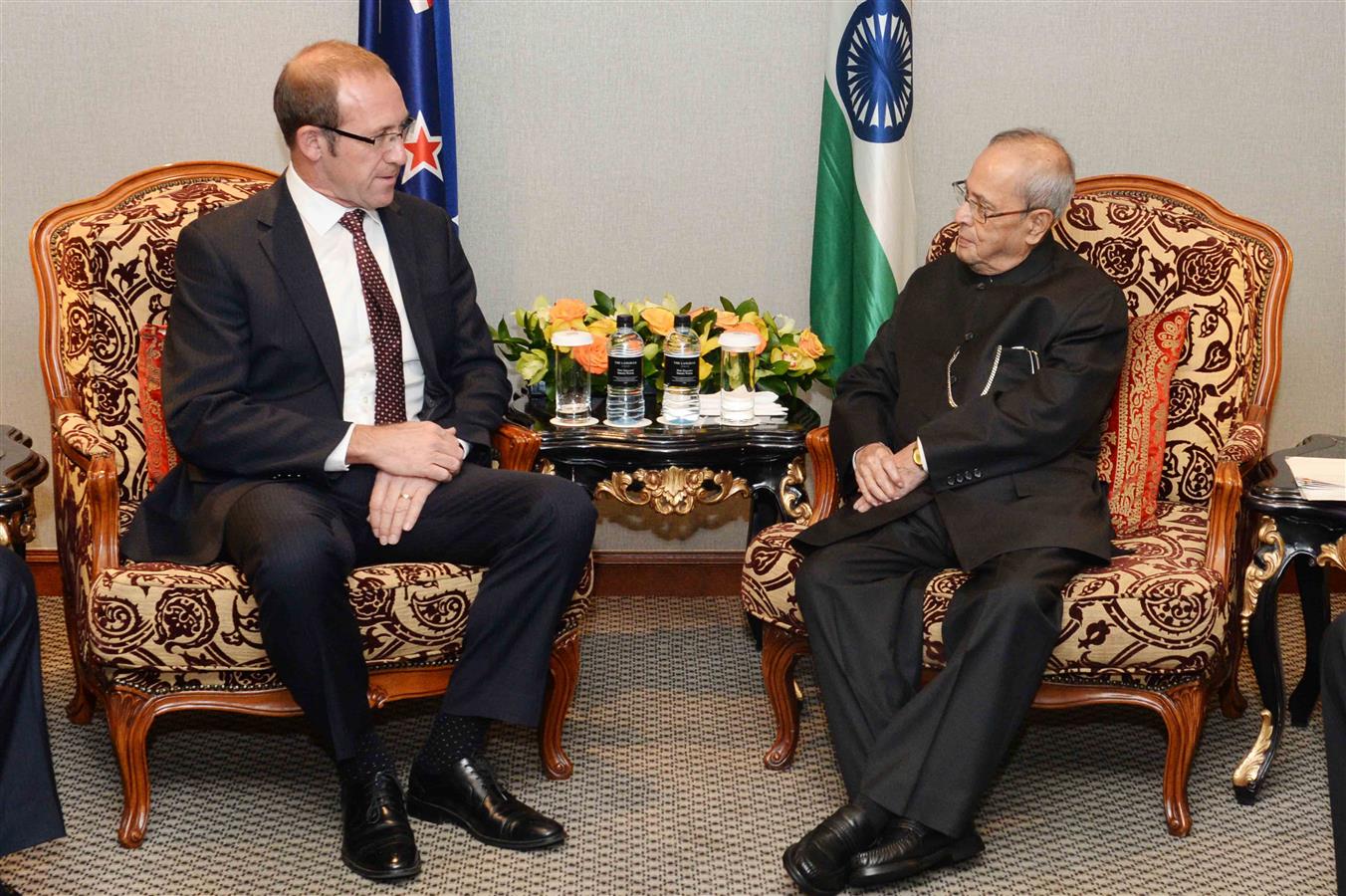 The Leader of Opposition, Mr. Andrew Little calling on the President of India, Shri Pranab Mukherjee at Auckland in New Zealand on May 01, 2016. 