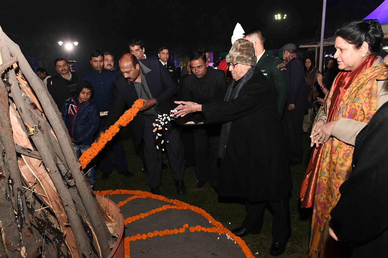 The President of India, Shri Pranab Mukherjee at the Lohri Festival Celebration at President's Estate in Rashtrapati Bhavan on January 13, 2017.